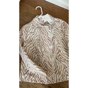 Ady P m tan Zebra Moto Asymmetrical Jacket nwt adyson parker new york couture m